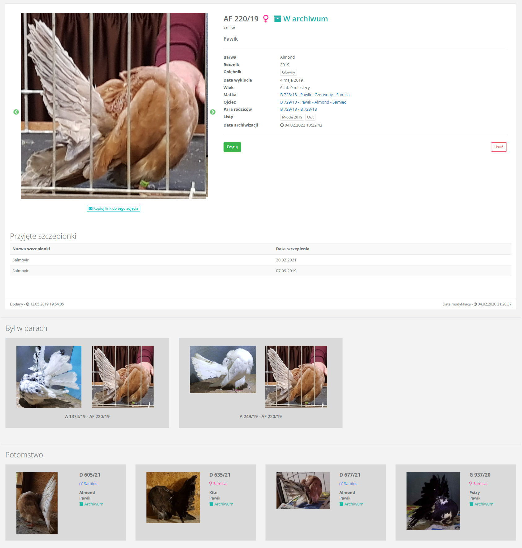 Karty ptaków i notatki